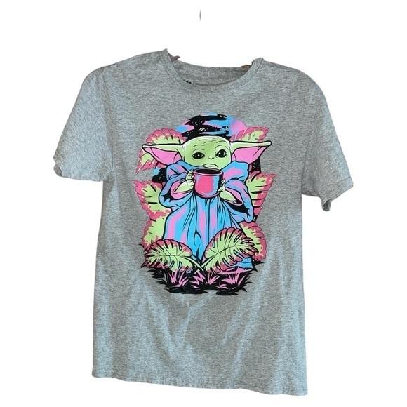 Neff x Star Wars The Mandalorian Grogu Graphic Tee Shirt Gray Mens Size Small‎ - Picture 1 of 8